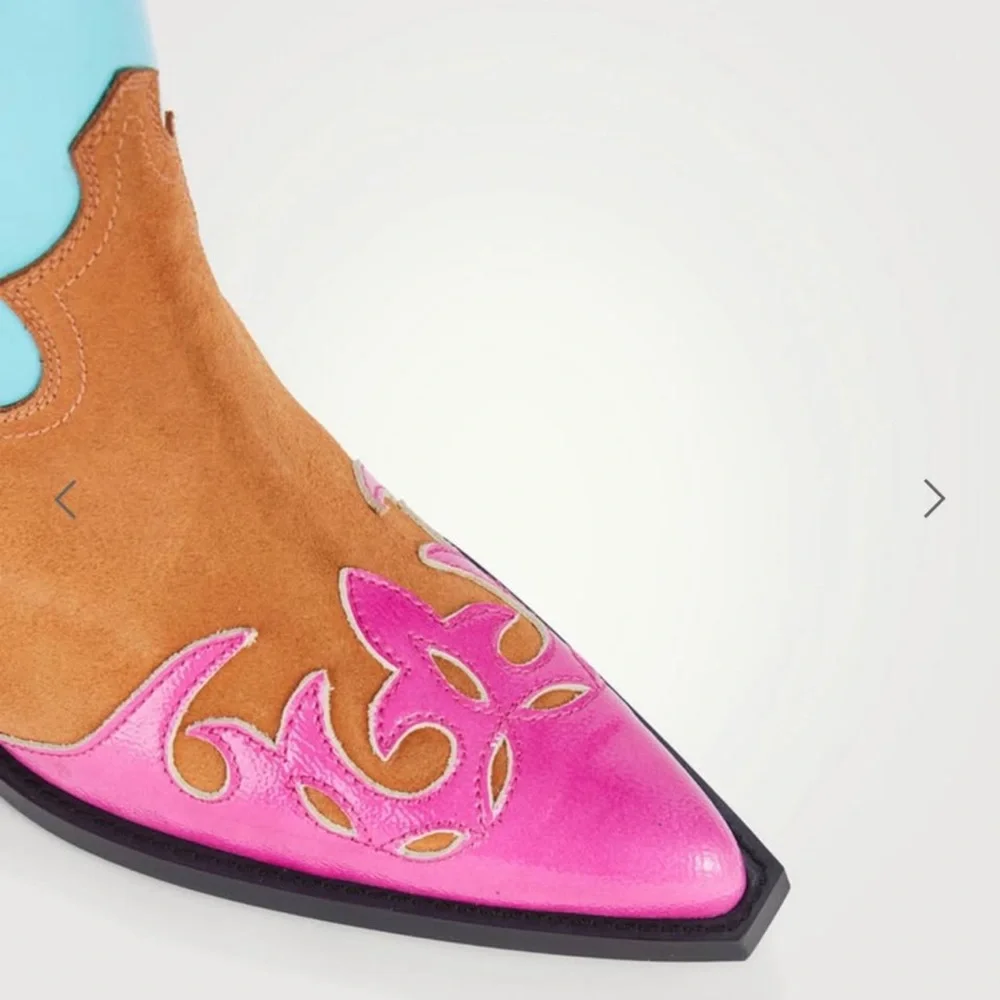 Toral Multicolor Western Ankle Boots - Picture 4 of 9